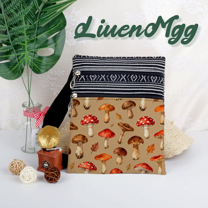 Autumn Mushroom Printed Small Ethnic Crossbody Bagn Mushroom Present for