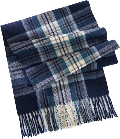 Long Plaid Scarf for Women Men Cold Weather Tartan Tassels Shawls