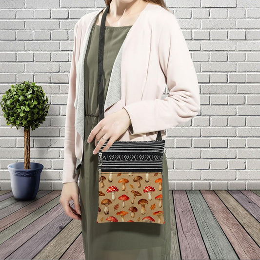 Autumn Mushroom Printed Small Ethnic Crossbody Bagn Mushroom Present for