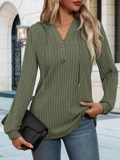 Womens Hoodies V Neck Drawstring Pullovers Loose Fit